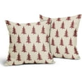 thumbnail image 2 of Christmas Tree Pillow Covers 18x18 Set of 2 Red Xmas Rustic Style Winter Print Decorative Outdoor Pillowcases Farmhouse Vintage Holiday Decorations Throw Cushion Case Decor for Couch Sofa Bed, 2 of 6