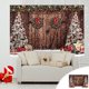thumbnail image 1 of Fondo de puerta de madera rústica navideña de tela de poliéster para fotografía de invierno con árbol de Navidad y nieve, decoración para fiestas familiares., 1 of 1