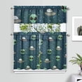 thumbnail image 2 of Set of 3 Cute Celestial Kitchen Curtains, Star Constellation Moon and Stars Tier Curtains with Valance, Nebula Cosmic Sci-Fi Lovers Window Panels, Rod Pocket Design, 2 of 6