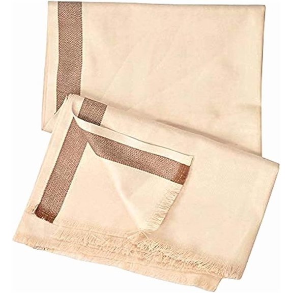 Stylesindia Men's Woven Winter Shawl - Elegant Solid Color Warm Lohi Stoles (35"x70") (Light Biscute)
