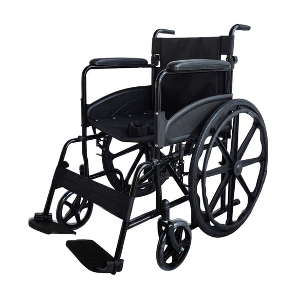Silla de Ruedas Plegable Dubois Negra con Rin Antimpacto, Puños y Reposapiés Abatibles