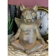thumbnail image 3 of Zen Yoga Flying Pig Angel Hog Heavens Meditating In Lotus Pose Rustic Statue, 3 of 7