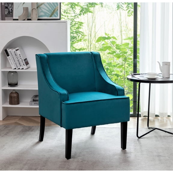 Cterwk Upholstered Accent Chair with Wood Frame, Modern Club Chair for Bedroom, Living Room, Dining Room, Teal Blue