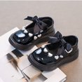 thumbnail image 6 of GiLiling Girls Mary Jane Dress Shoes, Heart Pearl Bow Platform Flats, Adjustable Strap Non Slip Toddler formal Shoes for Kids (Black, 10-10.5 Years), 6 of 8