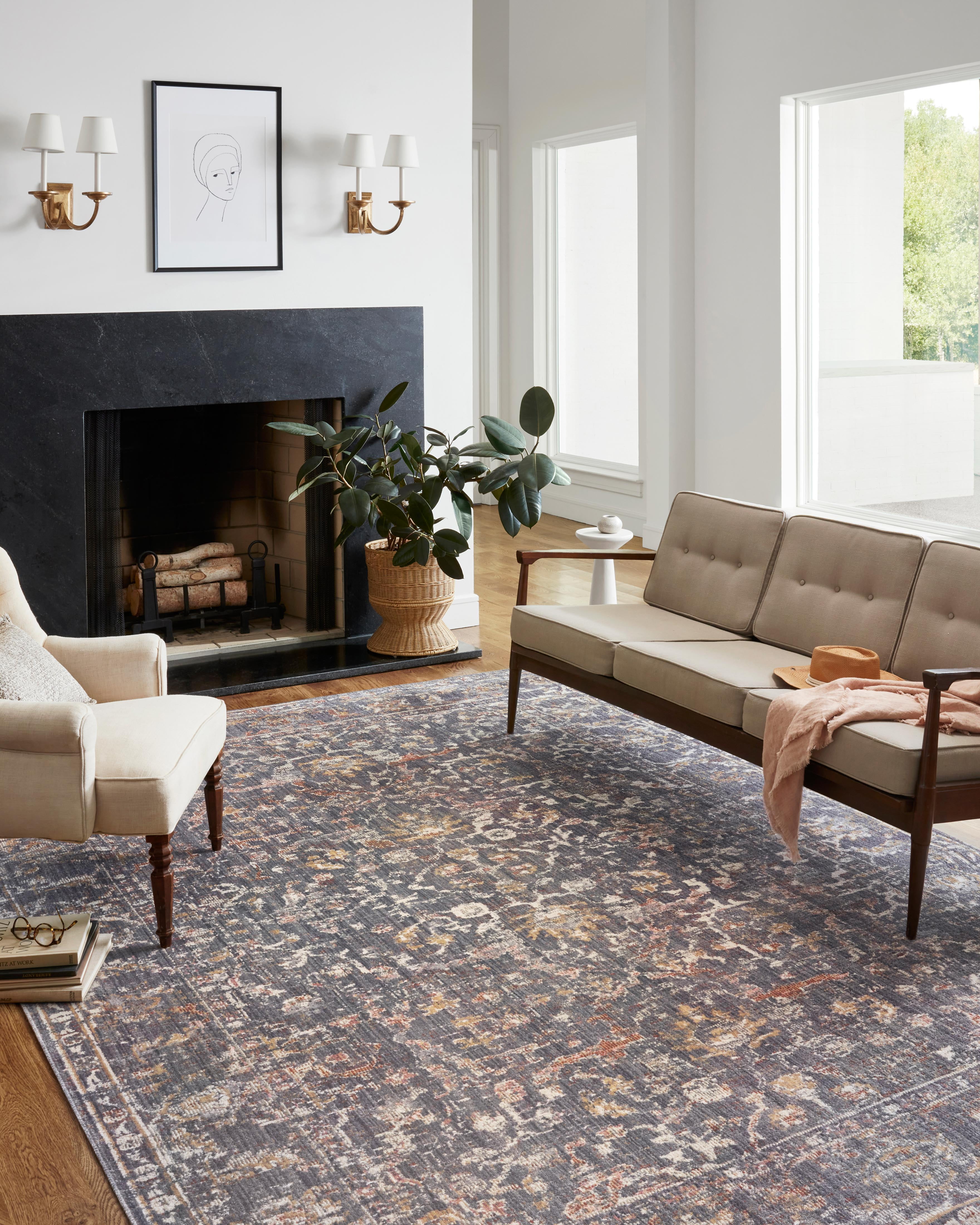 Chris Loves Julia x Loloi Rosemarie Graphite/Multi 3'-7" x 5'-7" Area Rug