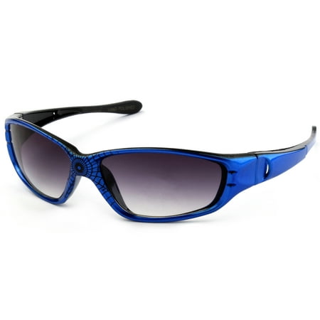 

Newbee Fashion - Spidey Kids Boys Plastic Two Tone Spider Web Wrap Around Sunglasses UV Protection (1-6 Years)