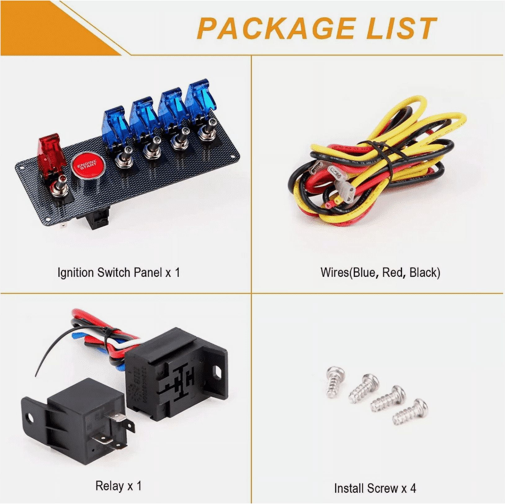 flip-up Ignition Switch Panel,5 in 1 car Engine Start Push Button led Toggle for Racing Sport Competitive car