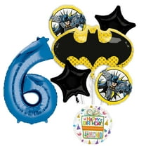 Anagram Batman 6th Birthday Party Supplies 7pc Balloon Bouquet Decorations