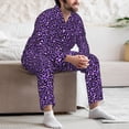 thumbnail image 7 of Uemuo Purple Leopard Pattern 2-Piece Loungewear Set - Men’s Soft Sleepwear, Cozy Winter PJs, Comfy Sleep Set-X-Large, 7 of 7