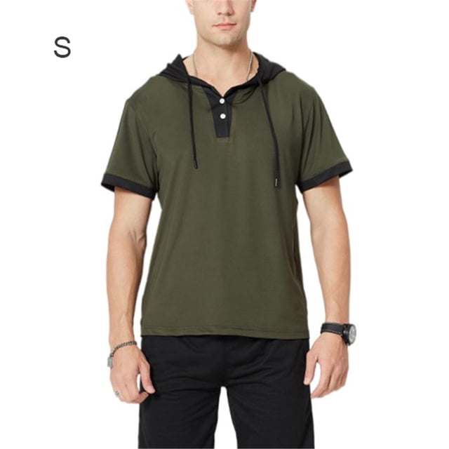 Camiseta de manga corta con capucha y sudadera para hombre, camiseta, verde militar, negro, S Speravity AP002510-01