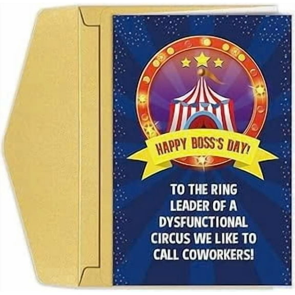 Funny Boss's Day Card – "Happy Boss's Day!" Circus Theme – Envelope Included, Blank Inside – Perfect Greeting for Bosses and Leaders