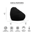 thumbnail image 3 of Big Joe Lotus Foam Filled Teardrop Bean Bag Chair with Removable Cover, Black Plush, Soft Polyester, 4 feet Big, 3 of 10