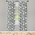 thumbnail image 3 of Ambesonne Celebration Curtains, Sketch Dead Skull, Pair of 28"x84", Black and White, 3 of 5