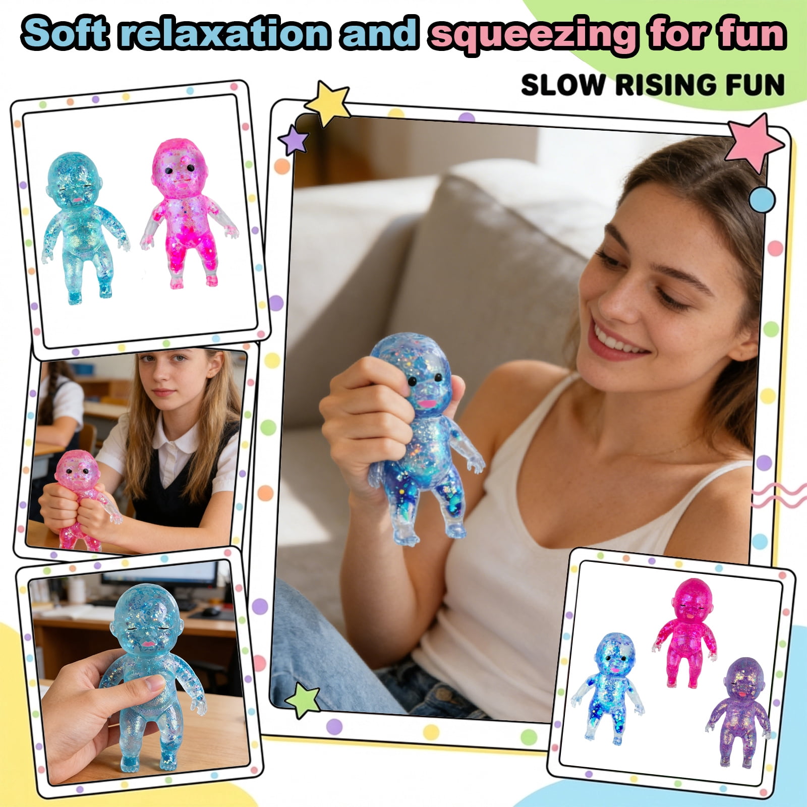 Giant Sugar Squishy Baby - Soft Babies Sugar Swaps Toy - Mega Sensory Fidget Doll for Stress Relief & Tactile Play - Cute Squeeze Companion 2026 (5.51 Inch Cyan)