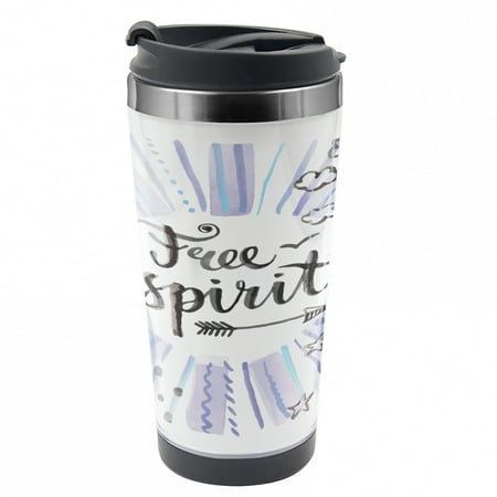 

Saying Travel Mug Starburst Free Spirit Steel Thermal Cup 16 oz by Ambesonne