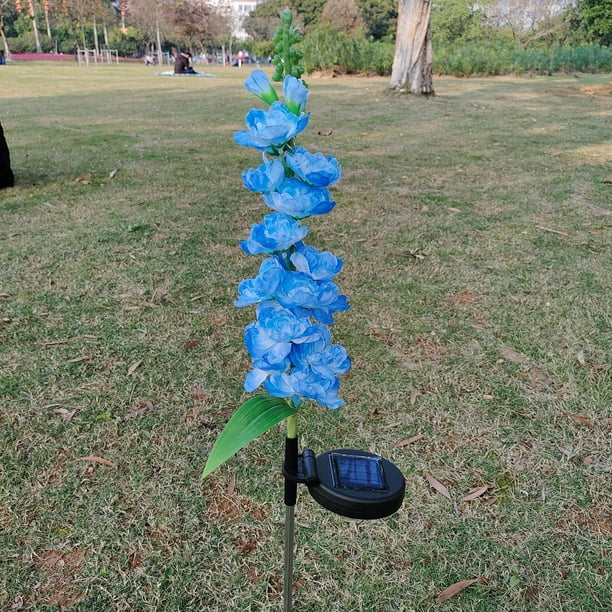 Luces solares para jardín, luces de flores violetas, luces decorativas LED para jardín al aire libre, luces de flores de jacinto, luces de jardín, linterna festiva