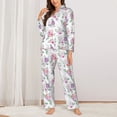 thumbnail image 2 of Balery Rose Flower B Conjunto de Pijama con Estampado para Mujer, Conjunto de Dos Piezas con Manga Larga, Ropa de Dormir Suave con Bolsillos, Pijamas Cómodos-Medium, 2 of 7