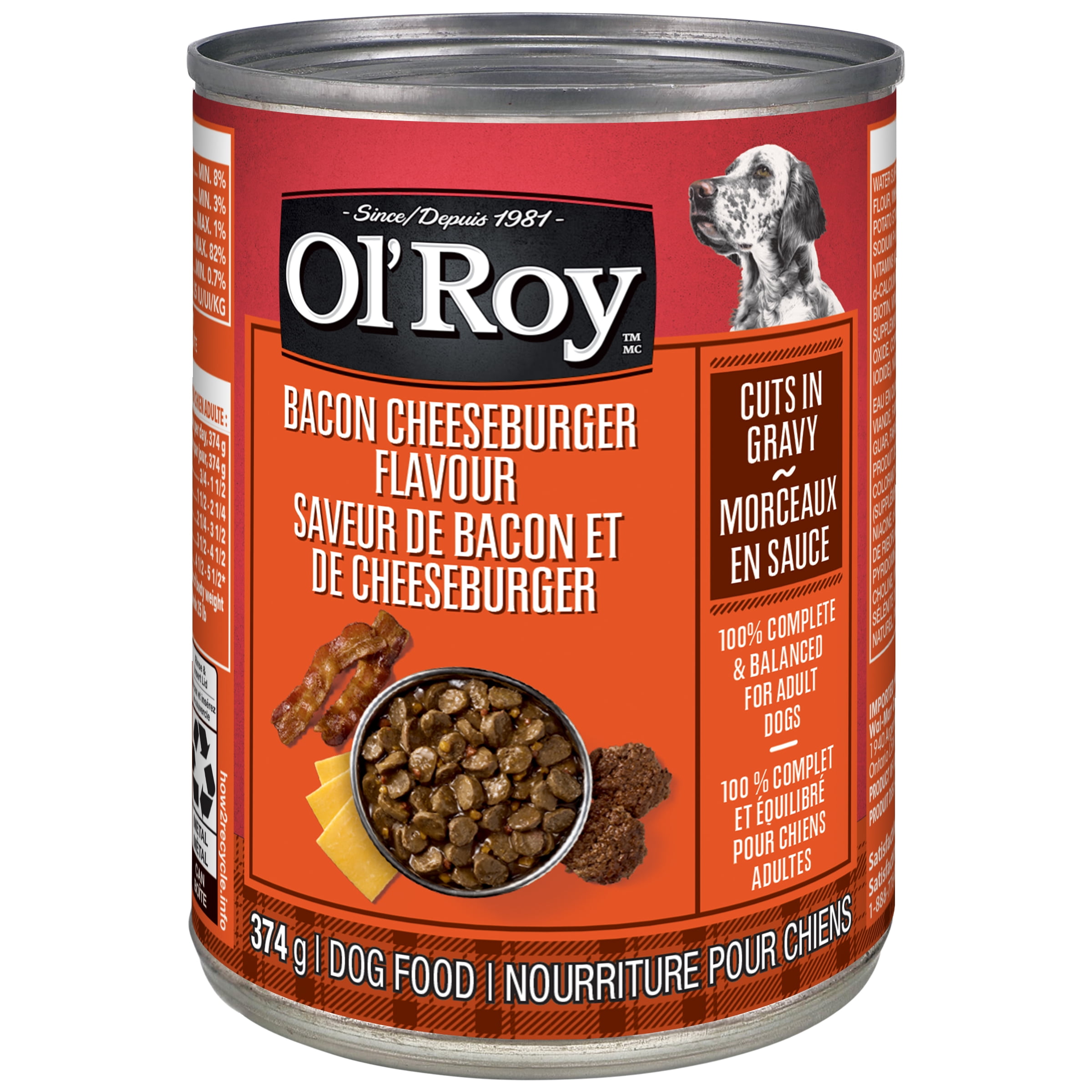 Ol' Roy Bacon and Cheeseburger Flavour Wet Dog Food, 374 g