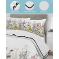 thumbnail image 4 of Spring Floral Full Size Down Alternative Comforter,Lightweight Comforter Quilt Bedding Set with Pillow Shams Watercolor Flower Eucalyptus Leaves Botanical Bed Comforter Duvet Insert 78"x90", 4 of 7