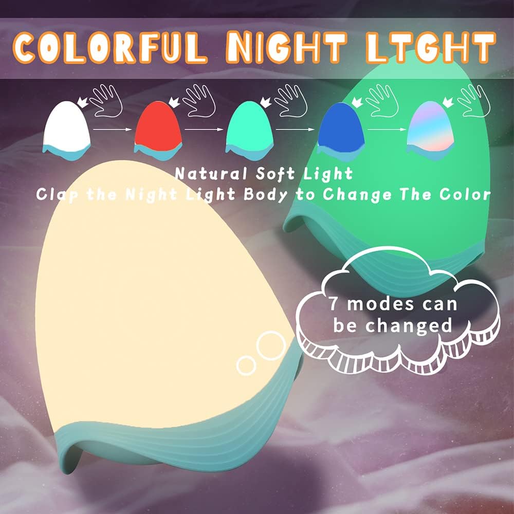 Kids Night Light, LED Night Light Bedside Lamp, 7 Multicolor Touch Control Baby Night Light, Rechargeable LED Night Light, Bedside Lamp