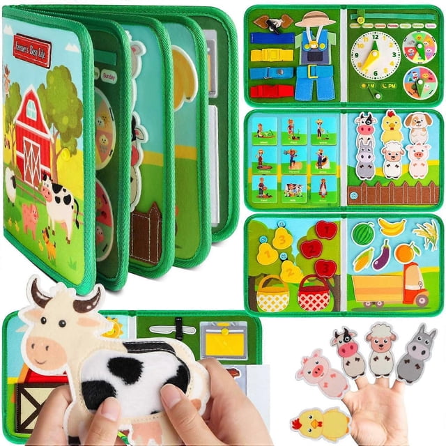 Felt Learning Board Kids Toddlers Interactive Animal Farm Educational Quiet Book Toy