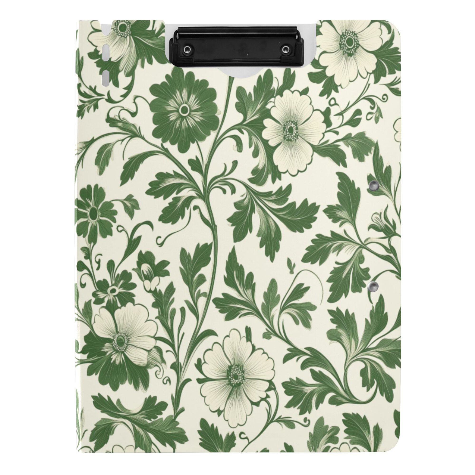 FORMRS A4 Clipboard Folder with Pen Holder Horizontal Foldable School Office Binder, Green Floral