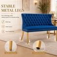 thumbnail image 4 of SESSLIFE Velvet Dining Bench with Back, 2 Seat Upholstered Banquette Bench with Nailhead Trim and Stainless Steel Legs, Dining Room Bench for Kitchen, Entryway, Blue, 4 of 8