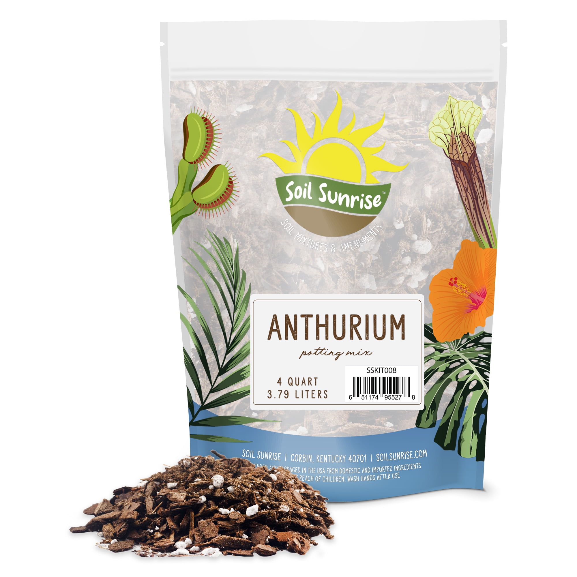Anthurium Plant Potting Soil Mix (4 Quarts), Indoor Houseplant Custom Blend for Flowering