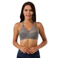 thumbnail image 2 of LAST CLANCE SALE! Women's Sexy Bra Semi Sheer Embroidered Lace Demi Bra Unpadded Underwire Unlined See Through Bra, Gray, 100D/44D, 2 of 6