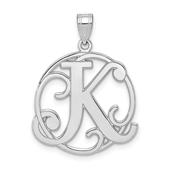 Sterling Silver Script Initial K Pendant Necklace for Women or Unisex, Round Monogram Charm, Personalized Name Jewelry Symbolizing Identity and Style