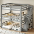 thumbnail image 2 of Euroco Wood Twin-over-Twin-over-Twin Floor Triple Bunk Bed for Bedroom, Gray, 2 of 12