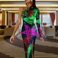thumbnail image 4 of Neo Pop Art Blacklight Glow in the dark Half Dleeve Split Dress party dresses women women"s luxury party dress, 4 of 6
