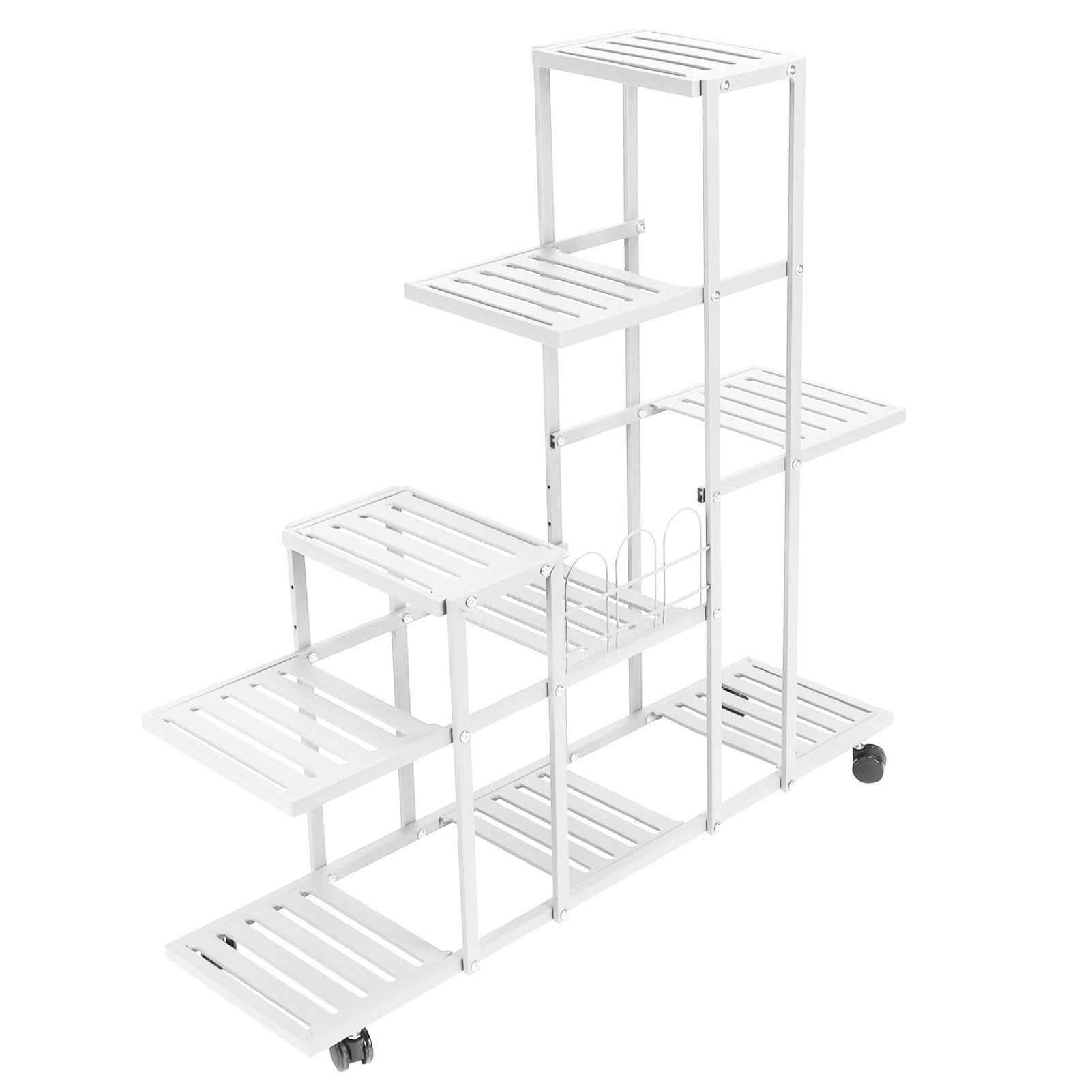 5‑Layer Movable Flower Rack with Wheeled Iron Plant Stand Indoor and