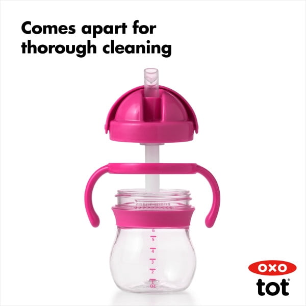 OXO Tot Transitions Straw Cup With Removable Handles 6 Oz - 2 Pack - Pink