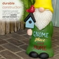 thumbnail image 6 of Alpine Corporation 24" "Gnome Place Like Home" Indoor/Outdoor Garden Gnome Statue, Green, 6 of 12