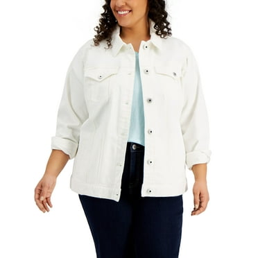 Style & Co Plus Size Denim Trucker Jacket Winter White 16W