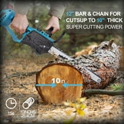 YAHHU 12 Inch Cordless Chainsaw with Oiler System, 21V Electric Handheld Chainsaw for Tree Trimming, Wood Cutting, Outdoor Yard Work