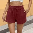 thumbnail image 2 of BLVB Summer Shorts for Women Drawstring Elastic Waist Folded Hem Dressy Shorts Casual Bottoms with Pockets, 2 of 7