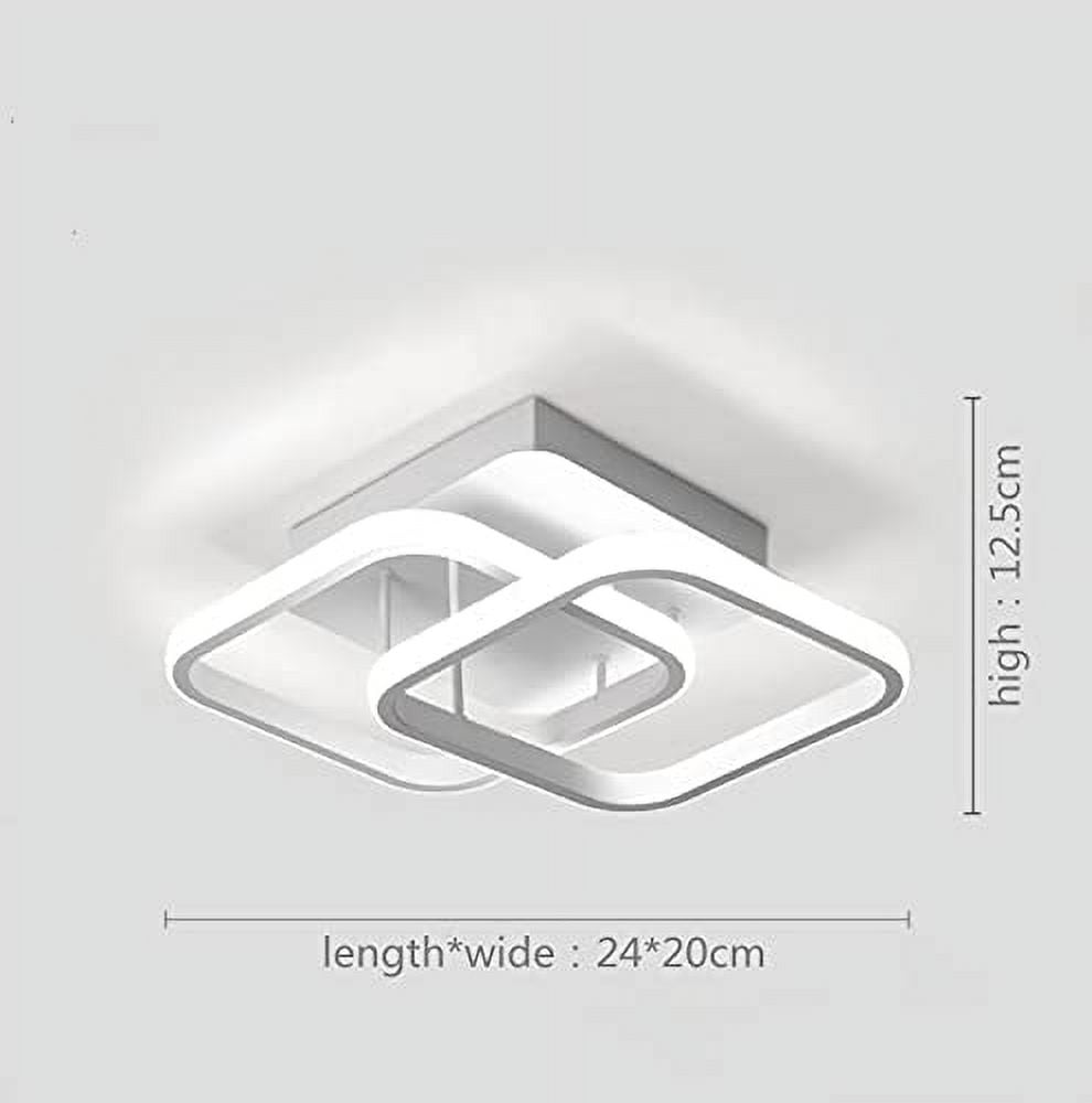 Modern Hallway LED Ceiling Light,Square Flush Mount Ceiling Lighting Fixture,Bathroom Mini 2 Head Acrylic Close to Ceiling Lamp Geometric Chandelier for Bedroom,Office,Living Room,Kitchen 22W