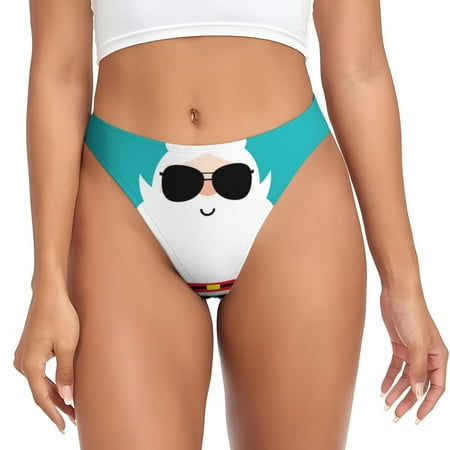 Qokaie Cute Santa Claus Printed Women s Cotton Thong Underwear  Sexy Breathable Panties G-string-Medium