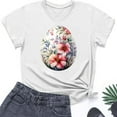 thumbnail image 4 of Cavosen Happy Easter Casual Tops for Women Short Sleeve Summer Eggs Floral Print Pullover Blouse Crewneck Holiday Shirts Vacation Festival T Shirts Loose Dressy Stylish Tees M, 4 of 4