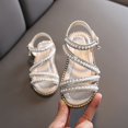 thumbnail image 2 of 2025 Girls Sandals Summer Girls' Sandals Korean Rhinestone Sandals for Edition Little Girls' Pearl T Strap Sandals for Girls Open Toe Princess Shoes Little Medium and Big Children's Performance, 2 of 6