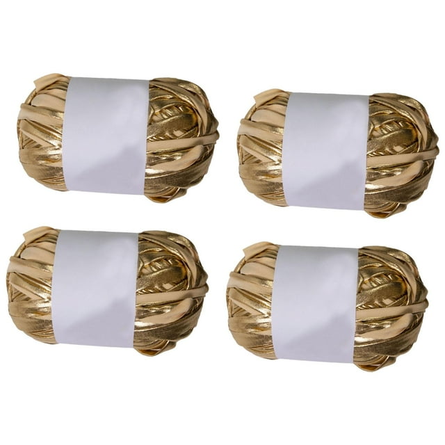 yuksok 4 Pieces T-shirt Yarns Soft Cloth Yarn for DIY Handbag Rugs Blanket Gold