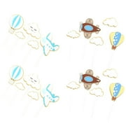 Sky High Celebration Cake Toppers - Set of 20 Hot Air Balloons, Airplanes, Stars, and Clouds for Birthday Party Decorations and Supplies