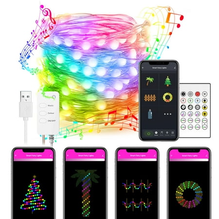 

Toyella Smart LED String Lights Dancing With Music Sync Dreamcolor Fairy Lamp Garland For Home Christmas New Year s Decor Lighting Rgb D