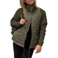 thumbnail image 1 of Chaqueta de Invierno para Mujer, Cálida, de Punto, con Retazos, Acolchada, Informal, de Cuello Alto, Larga y Cremallera Verde S, 1 of 7