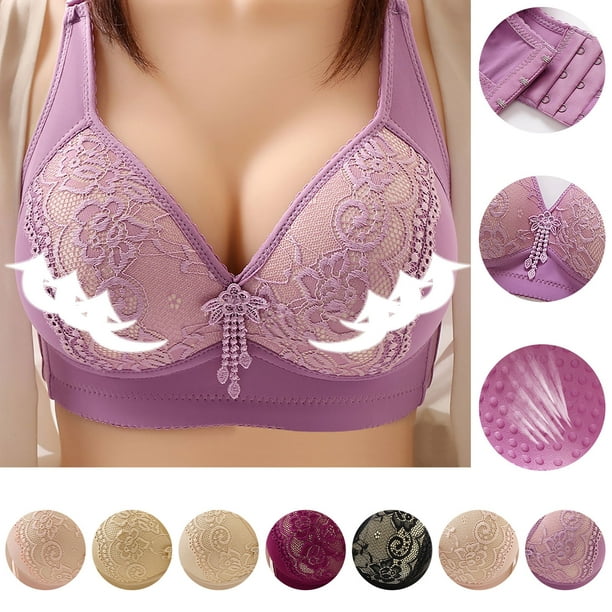 EQWLJWE Push Up Bra for Women Wirefree Comfortable Padded Push Up Thin Lace  Soft Beauty Back Ventilate Bra Bra For Plus Size Clearance For Women