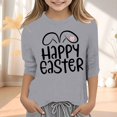 thumbnail image 2 of MUXiin Easter Gifts for Kids 2026 Easter Shirts for Girl Funny Bunny Egg Graphic Tees Cute Festival Outfits 3/4 Sleeve Tops, 2 of 5