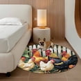 thumbnail image 3 of Retro Rooster Round Area Rug 3.3 FT, Non Slip Small Entryway Kitchen Mat, Farmhouse Watercolor Animals Floral Washable Soft Circular Rug Non-Shedding Door Mat for Bathroom Playroom Kids Room, 3 of 9
