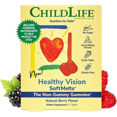 ChildLife Essentials Healthy Vision SoftMelts: Eye Health Support for Kids, Natural Berry Flavor, 27 Tablets